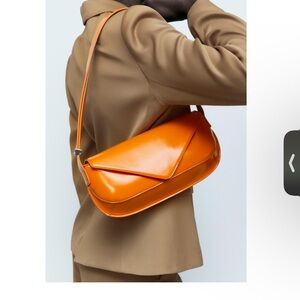 Zara Orange Patent Effect Shoulder Bag